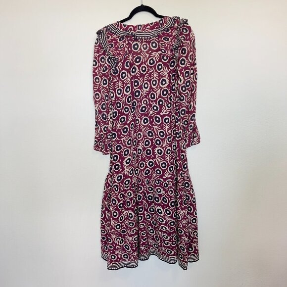 Sea NY New York V-neck Ruffle Floral Midi Dress Size 4 Deep Purple - Picture 6 of 6